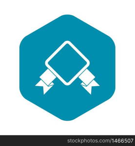 Badge with ribbon icon. Simple illustration of badge with ribbon vector icon for web. Badge with ribbon icon, simple style