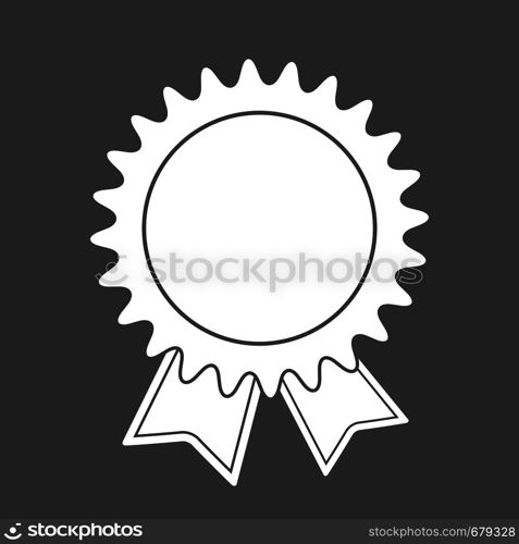 badge with ribbons icon on a black background. badge with ribbons icon