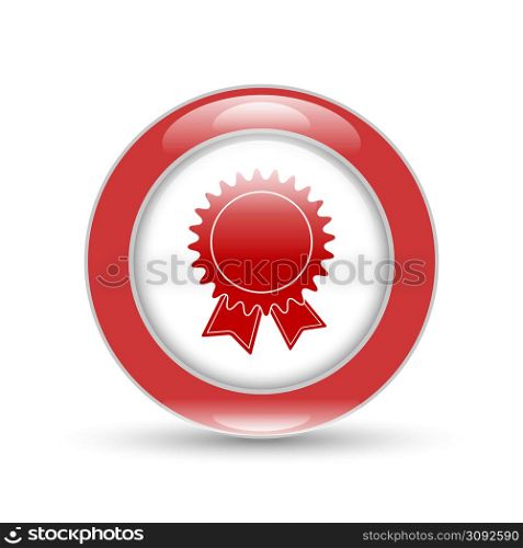 badge with ribbons icon on a white background. badge with ribbons icon