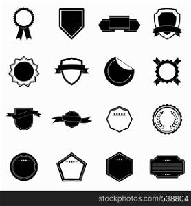 Badges icons set in simple style for any design. Badges icons set, simple style