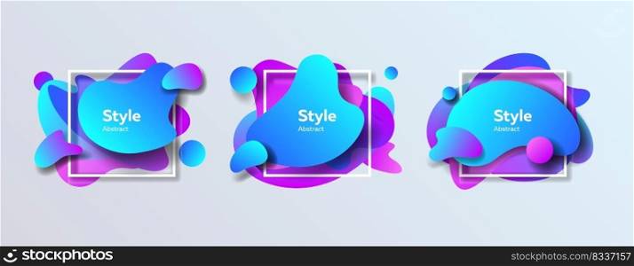 Badges set for banner. Dynamical colored forms and lines. Gradient abstract banners with flowing liquid shapes. Template for logo, flyer, presentation