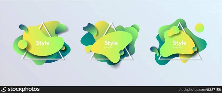 Badges set for poster. Dynamical colored forms and lines. Gradient abstract banners with flowing liquid shapes. Template for logo, flyer, presentation