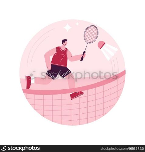 Badminton abstract concept vector illustration. Racket sport, outdoor recreational activity, badminton tournament, sporting goods, people playing, club training, competition abstract metaphor.. Badminton abstract concept vector illustration.