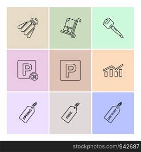 badminton , cart , key , paypal , shares , graph , tag , spring , free , discount , icon, icons, set, line, vector, business, sign, symbol, outline,