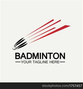 Badminton Logo vector icon illustration design template.Badminton Shuttlecock icon logo.Badminton sport logo template vector. Sport club logo concept