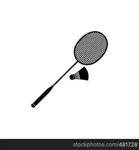 Badminton racket and shuttlecock black simple icon. Badminton racket and shuttlecock icon