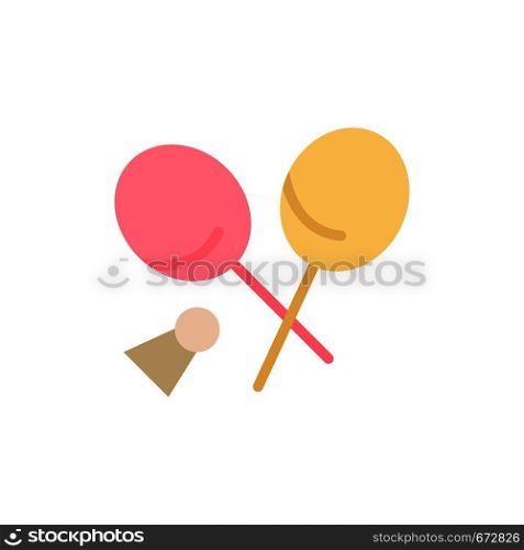 Badminton, Racket, Sports, Spring Flat Color Icon. Vector icon banner Template