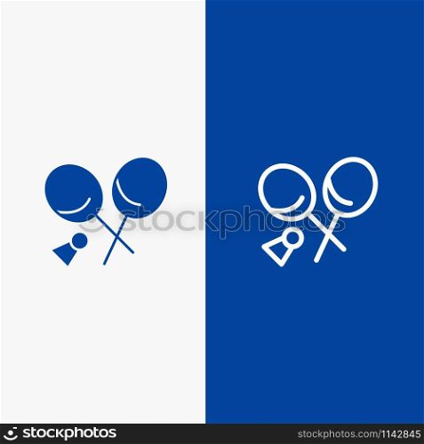 Badminton, Racket, Sports, Spring Line and Glyph Solid icon Blue banner Line and Glyph Solid icon Blue banner