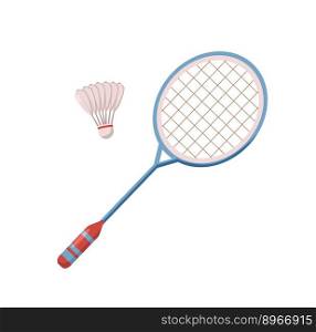 badminton racket with shuttlecock isolated vector illustration