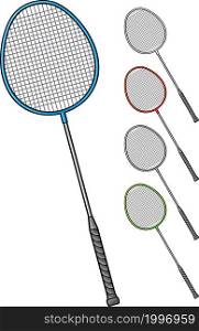 Badminton rackets vector