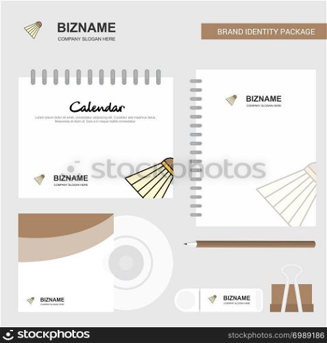 Badminton shuttle Logo, Calendar Template, CD Cover, Diary and USB Brand Stationary Package Design Vector Template