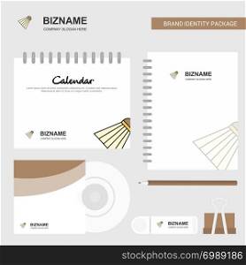 Badminton shuttle Logo, Calendar Template, CD Cover, Diary and USB Brand Stationary Package Design Vector Template