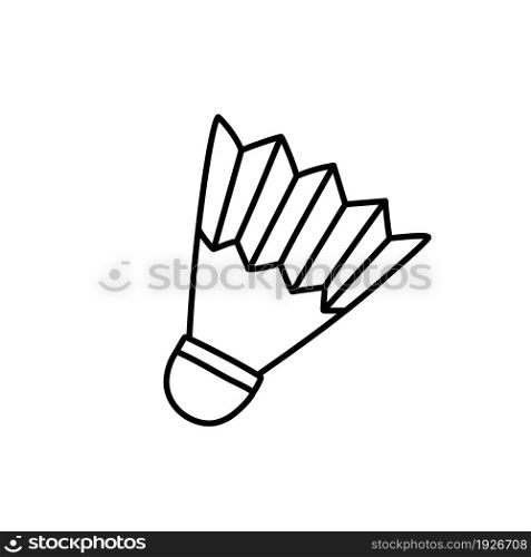 Badminton shuttle. Sport equipment line sketch. Hand drawn doodle outline icon. Vector black and white freehand fitness illustration