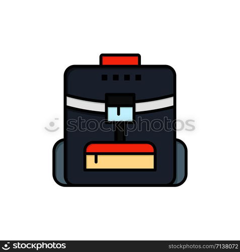 Bag, Back bag, School, Service Flat Color Icon. Vector icon banner Template