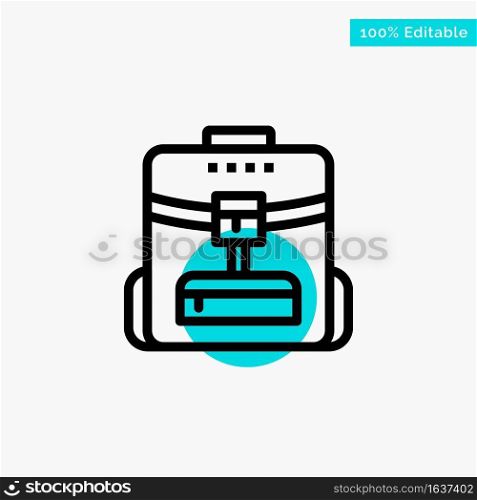 Bag, Back bag, School, Service turquoise highlight circle point Vector icon