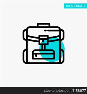 Bag, Back bag, Service, Hotel turquoise highlight circle point Vector icon