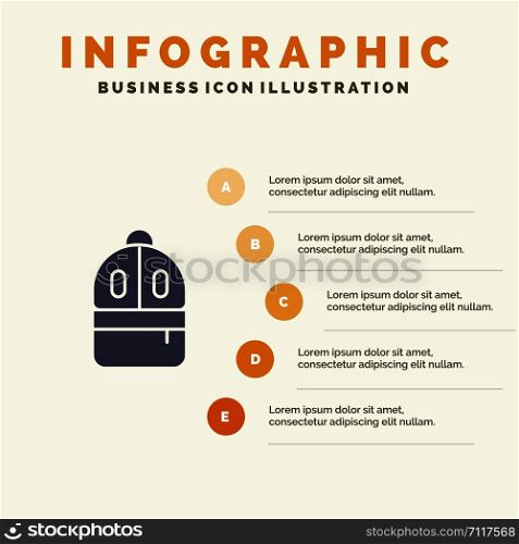 Bag, Back bag, Study, Read Solid Icon Infographics 5 Steps Presentation Background