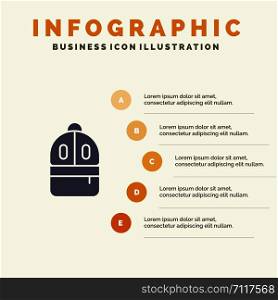 Bag, Back bag, Study, Read Solid Icon Infographics 5 Steps Presentation Background