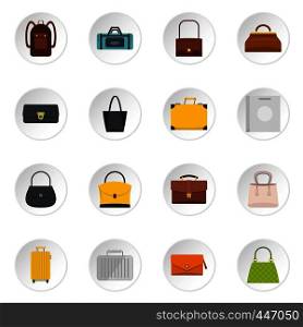 Bag baggage suitcase icons set in flat style isolated vector icons set illustration. Bag baggage suitcase icons set in flat style