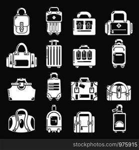 Bag baggage suitcase icons set vector white isolated on grey background . Bag baggage suitcase icons set grey vector