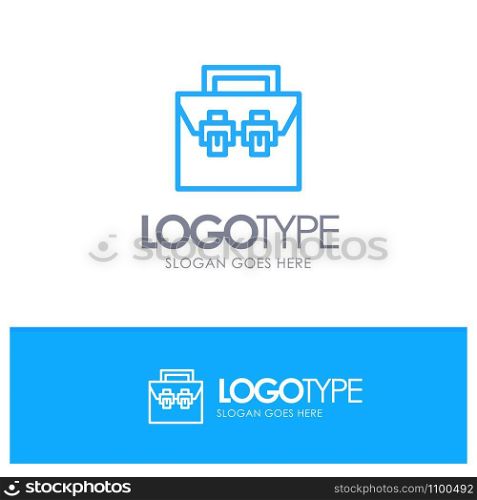 Bag, Box, Construction, Material, Toolkit Blue Outline Logo Place for Tagline