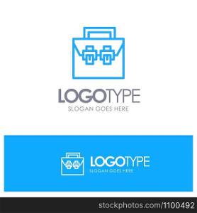 Bag, Box, Construction, Material, Toolkit Blue Outline Logo Place for Tagline