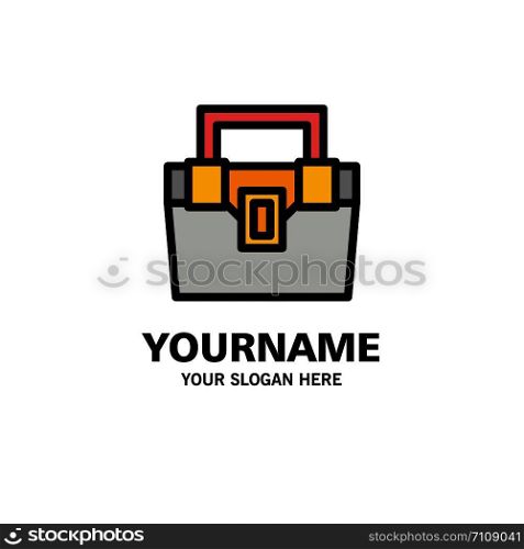 Bag, Box, Construction, Material, Toolkit Business Logo Template. Flat Color