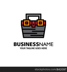 Bag, Box, Construction, Material, Toolkit Business Logo Template. Flat Color