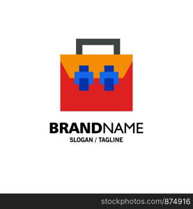 Bag, Box, Construction, Material, Toolkit Business Logo Template. Flat Color