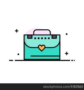 Bag, Briefcase, Love Business Logo Template. Flat Color