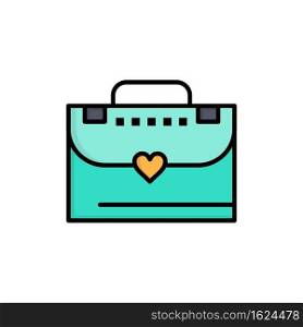 Bag, Briefcase, Love  Flat Color Icon. Vector icon banner Template