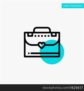 Bag, Briefcase, Love turquoise highlight circle point Vector icon