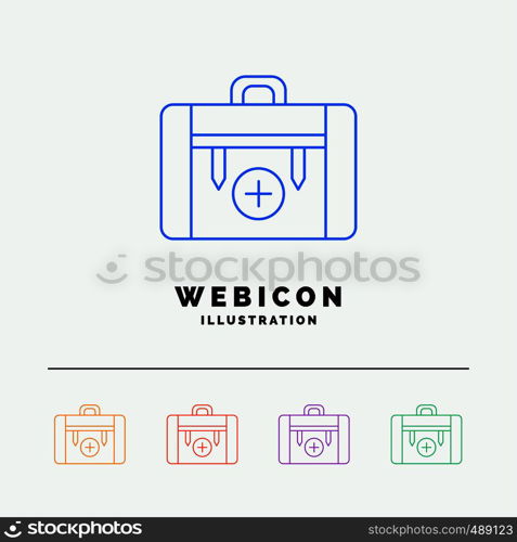 bag, camping, health, hiking, luggage 5 Color Line Web Icon Template isolated on white. Vector illustration. Vector EPS10 Abstract Template background