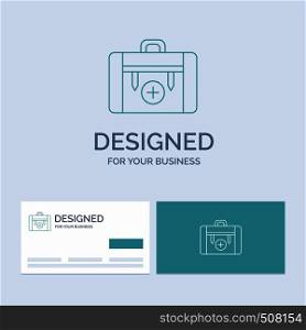 bag, camping, health, hiking, luggage Business Logo Line Icon Symbol for your business. Turquoise Business Cards with Brand logo template. Vector EPS10 Abstract Template background