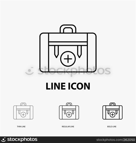bag, camping, health, hiking, luggage Icon in Thin, Regular and Bold Line Style. Vector illustration
