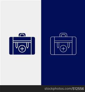 bag, camping, health, hiking, luggage Line and Glyph web Button in Blue color Vertical Banner for UI and UX, website or mobile application. Vector EPS10 Abstract Template background