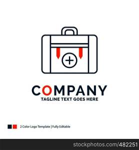 bag, camping, health, hiking, luggage Logo Design. Blue and Orange Brand Name Design. Place for Tagline. Business Logo template.