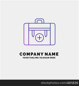 bag, camping, health, hiking, luggage Purple Business Logo Template. Place for Tagline. Vector EPS10 Abstract Template background