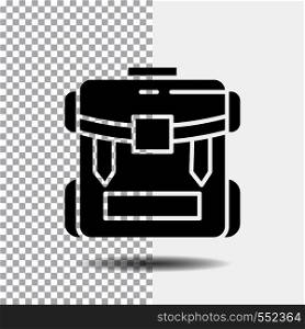 bag, camping, zipper, hiking, luggage Glyph Icon on Transparent Background. Black Icon. Vector EPS10 Abstract Template background