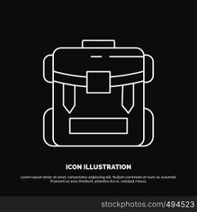 bag, camping, zipper, hiking, luggage Icon. Line vector symbol for UI and UX, website or mobile application. Vector EPS10 Abstract Template background