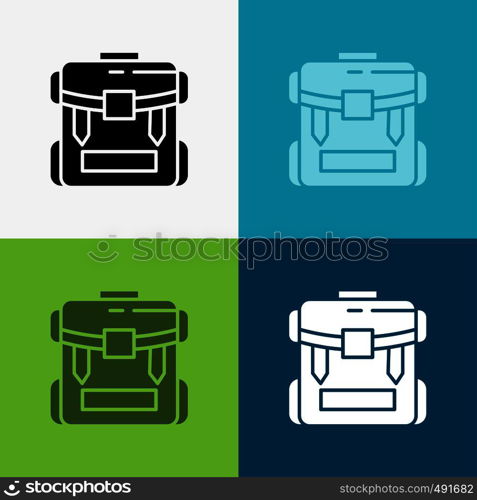 bag, camping, zipper, hiking, luggage Icon Over Various Background. glyph style design, designed for web and app. Eps 10 vector illustration. Vector EPS10 Abstract Template background