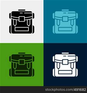 bag, camping, zipper, hiking, luggage Icon Over Various Background. glyph style design, designed for web and app. Eps 10 vector illustration. Vector EPS10 Abstract Template background