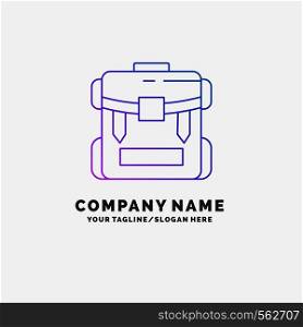 bag, camping, zipper, hiking, luggage Purple Business Logo Template. Place for Tagline. Vector EPS10 Abstract Template background
