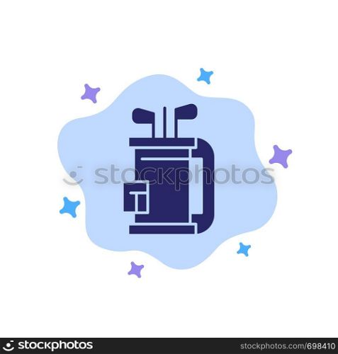 Bag, Club, Equipment, Golf, Stick Blue Icon on Abstract Cloud Background