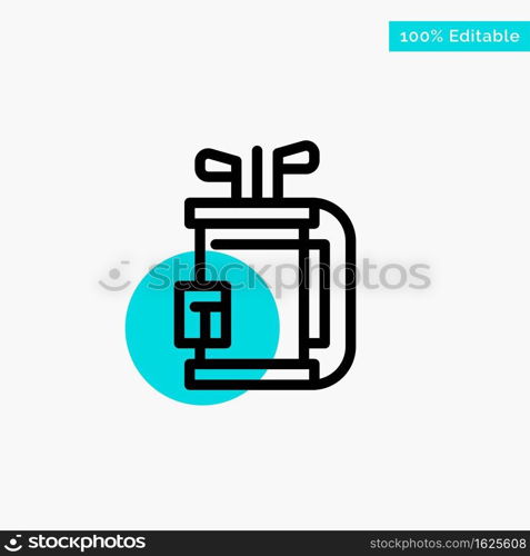 Bag, Club, Equipment, Golf, Stick turquoise highlight circle point Vector icon