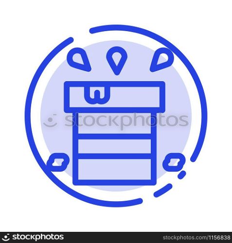 Bag, Dry, Miscellaneous, Resistant, Water Blue Dotted Line Line Icon