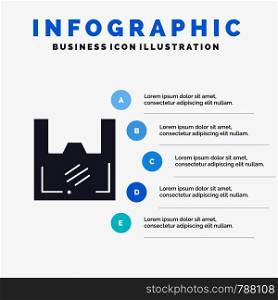 Bag, Ecology, Plastic, Shopper, Supermarket Solid Icon Infographics 5 Steps Presentation Background