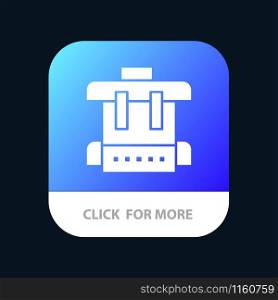 Bag, Education, School Mobile App Button. Android and IOS Glyph Version