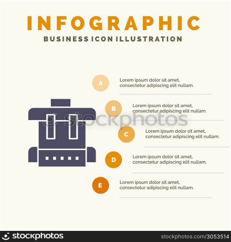 Bag, Education, School Solid Icon Infographics 5 Steps Presentation Background