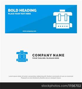 Bag, Education, School SOlid Icon Website Banner and Business Logo Template